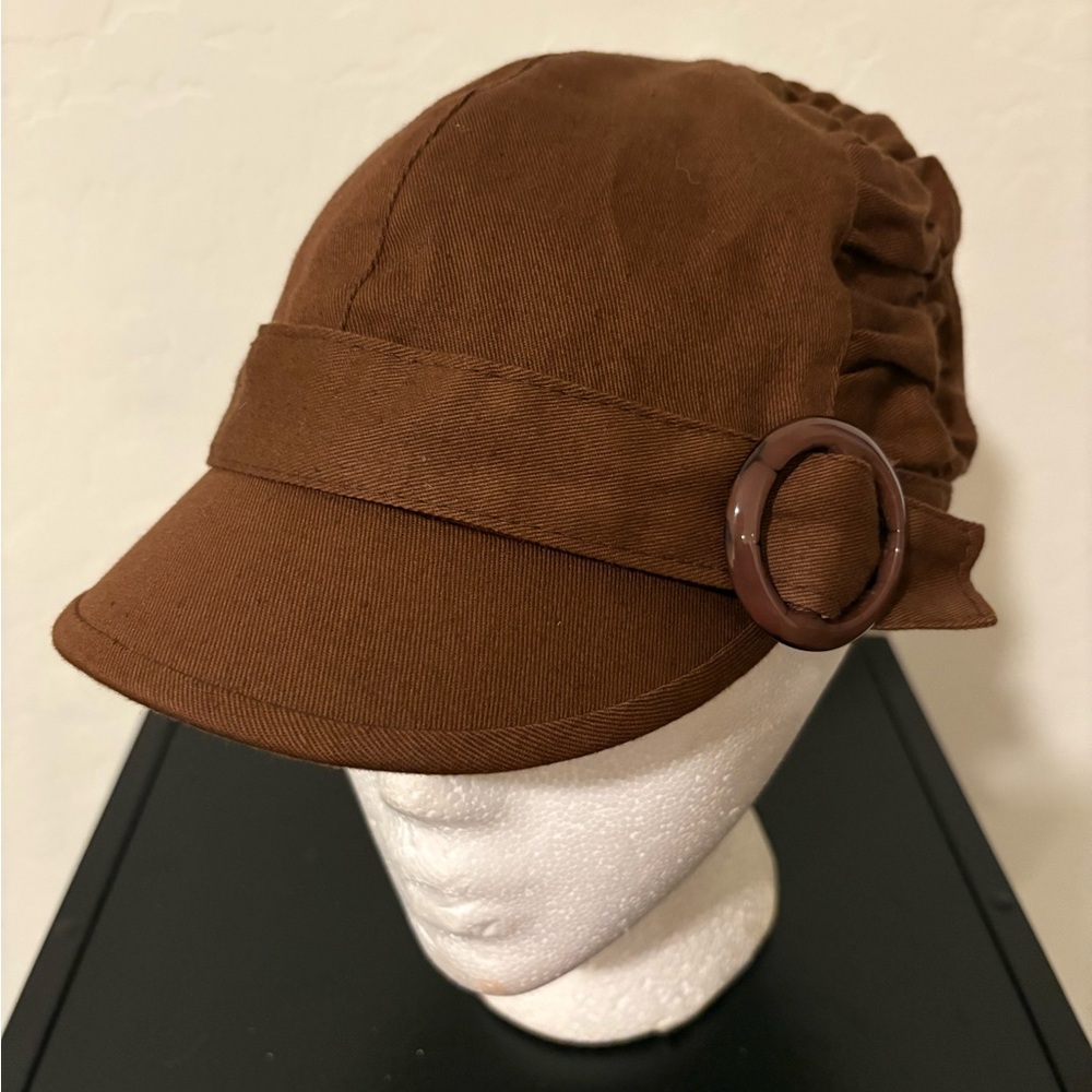 Brown Cap with Buckle Detail